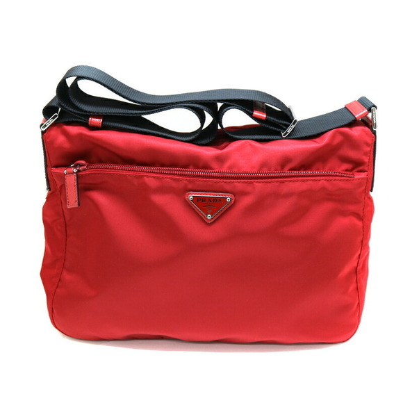 Prada Nylon Messenger Bag Bag Vela Shoulder Canvas Red - Picture 1 of 12